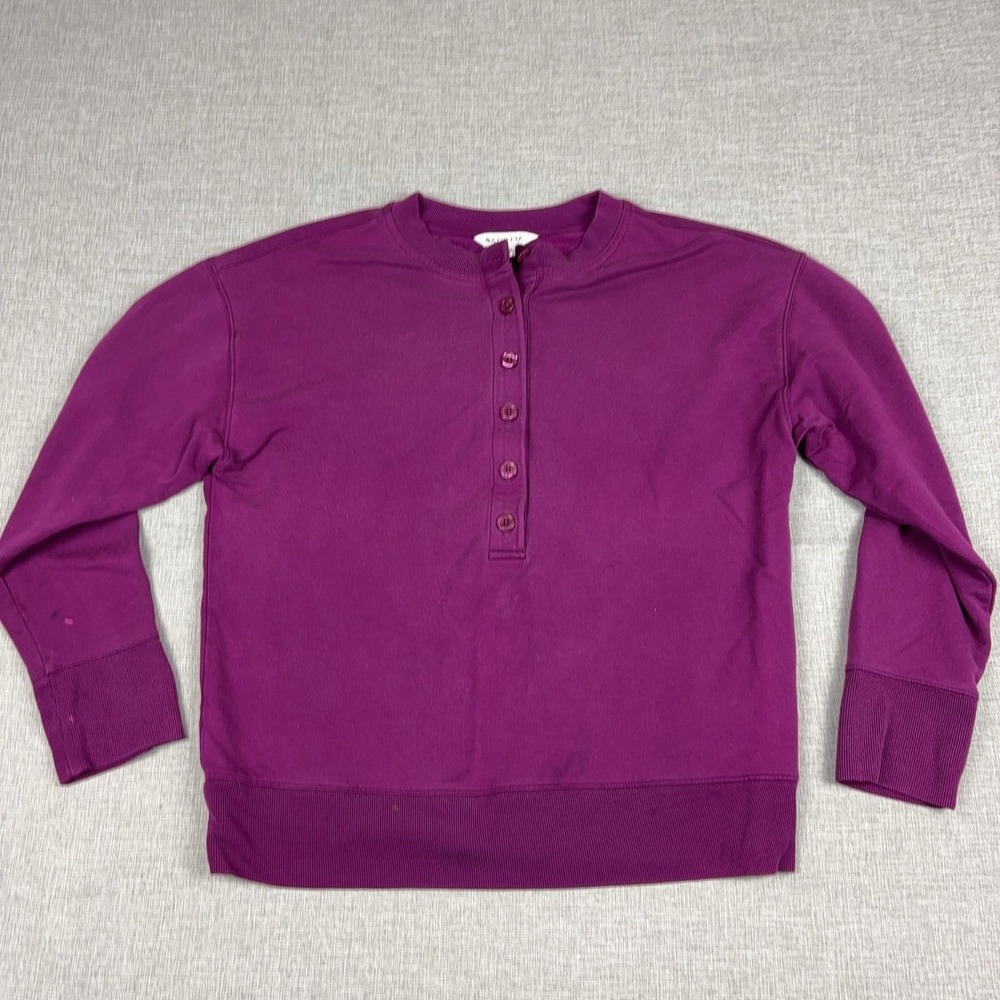 Athleta Sweatshirt Womens SP Purple Balance Henley Fleece Pullover Top Stretch